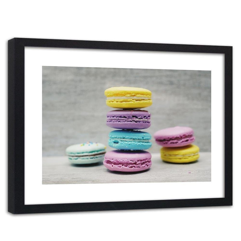 Glezna melnā rāmī - Colored Macaroon  Home Trends