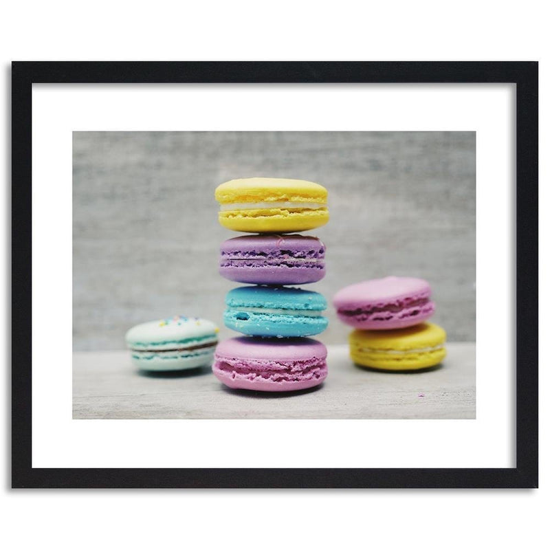 Glezna melnā rāmī - Colored Macaroon  Home Trends