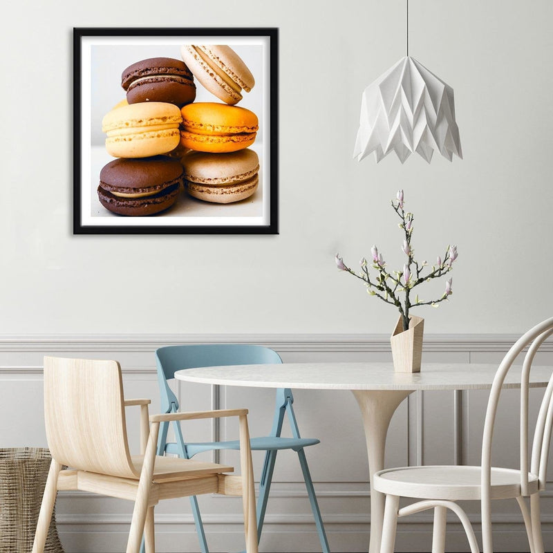 Glezna melnā rāmī - Colored Macaroons 2  Home Trends