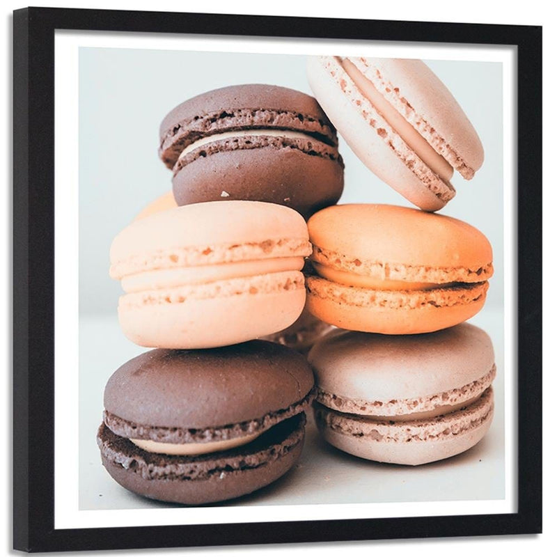 Glezna melnā rāmī - Colored Macaroons 3  Home Trends