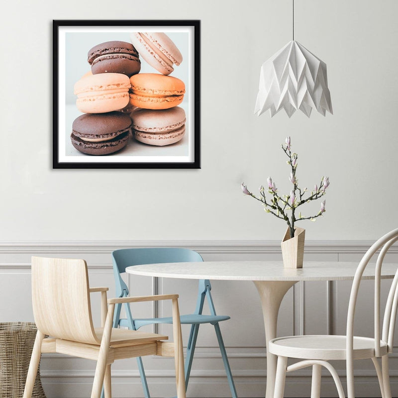 Glezna melnā rāmī - Colored Macaroons 3  Home Trends