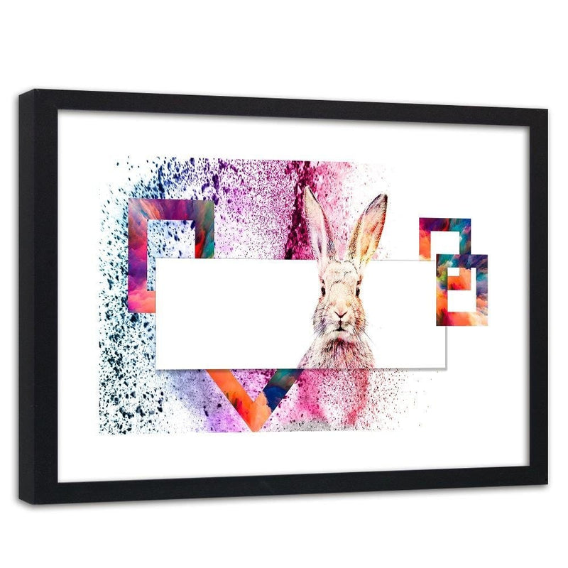 Glezna melnā rāmī - Colored Rabbit  Home Trends