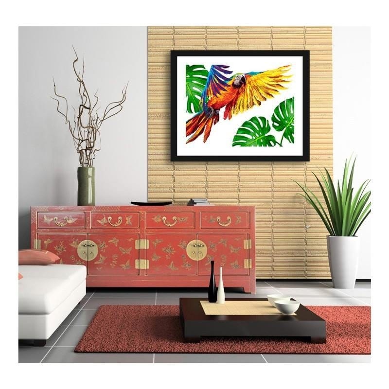 Glezna melnā rāmī - Colorful parrots  Home Trends