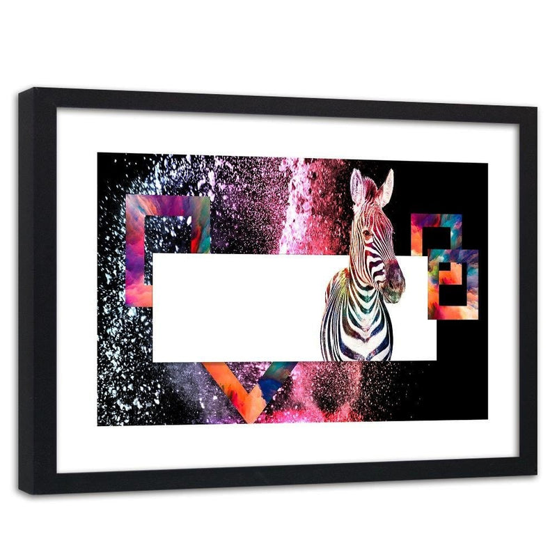 Glezna melnā rāmī - Colorful Zebra 2  Home Trends