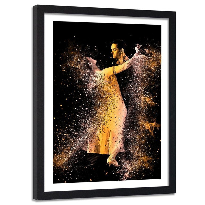 Glezna melnā rāmī - Couple Dancing In A Golden Dust  Home Trends