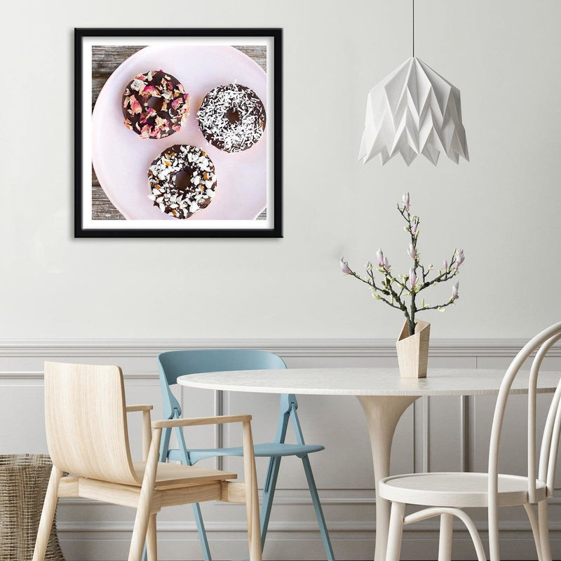 Glezna melnā rāmī - Donuts On A Plate 2  Home Trends