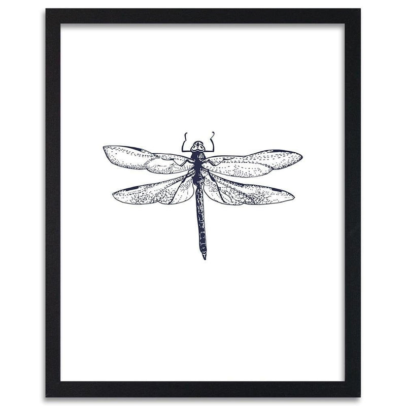 Glezna melnā rāmī - Drawn Dragonfly  Home Trends