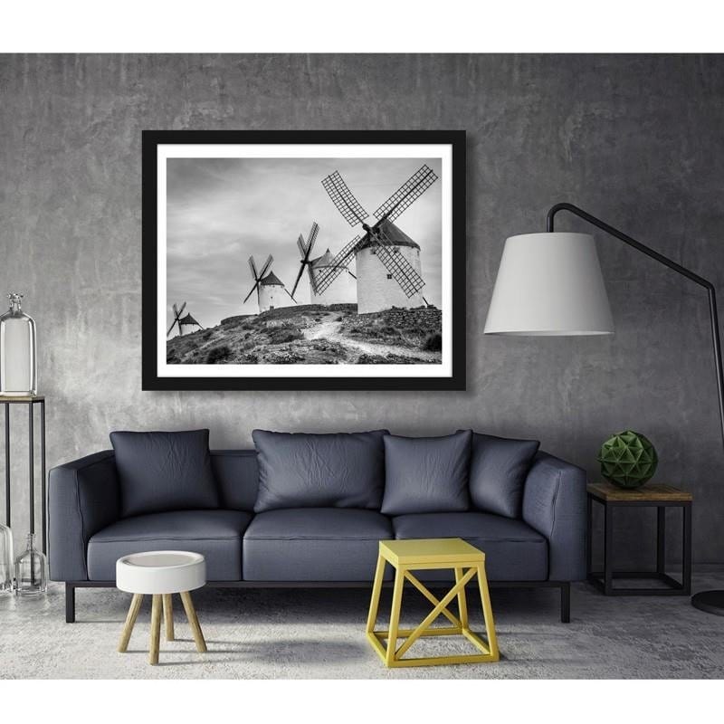 Glezna melnā rāmī - Dutch windmills  Home Trends