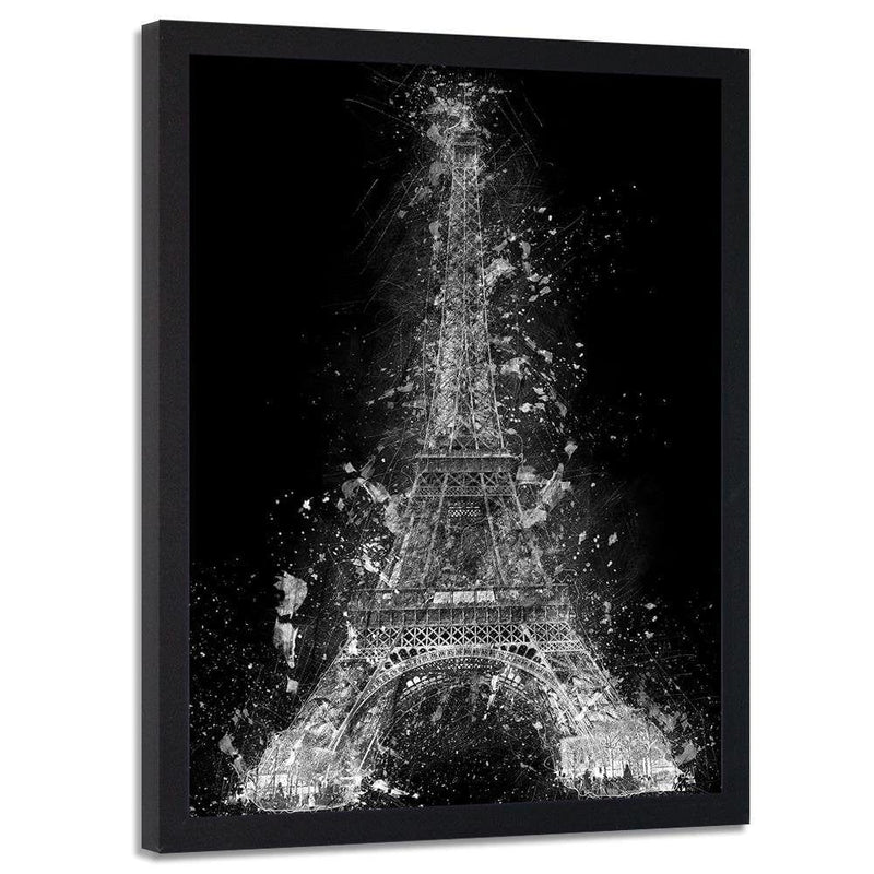 Glezna melnā rāmī - Eiffel Tower At Night  Home Trends