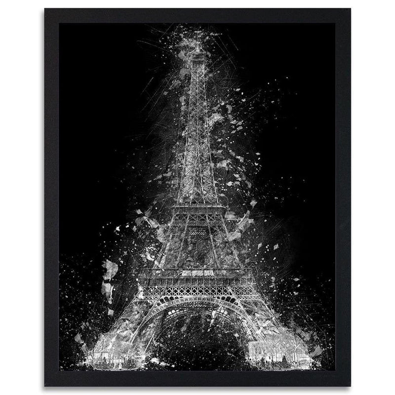 Glezna melnā rāmī - Eiffel Tower At Night  Home Trends