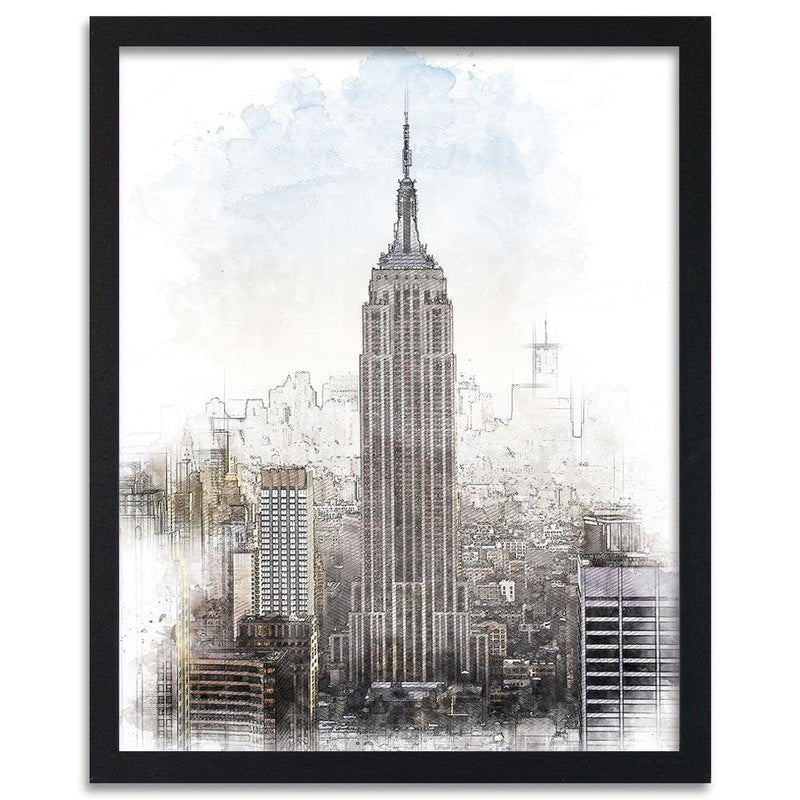 Glezna melnā rāmī - Empire State Building Image Brown  Home Trends