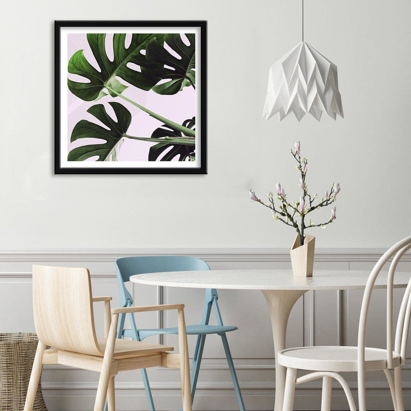 Glezna melnā rāmī - Exotic Leaves Monstera 1  Home Trends