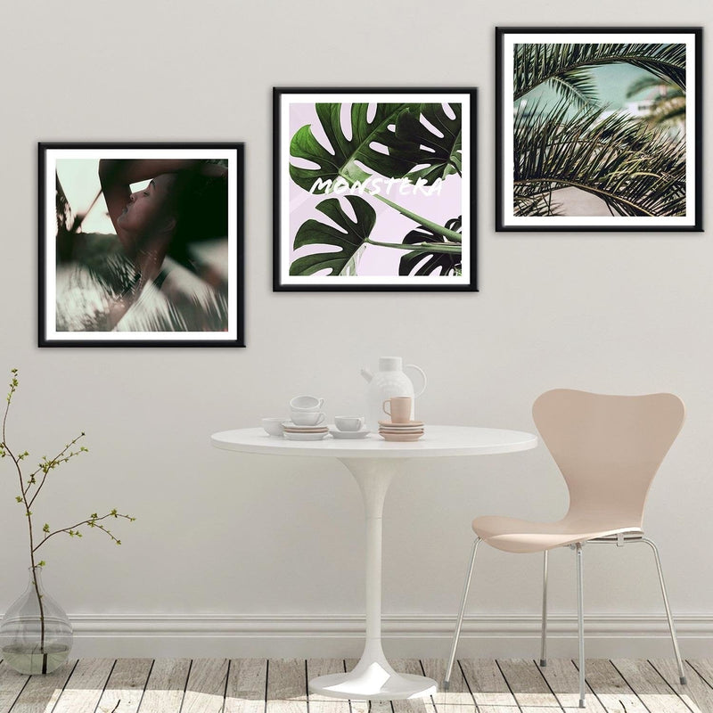 Glezna melnā rāmī - Exotic Leaves Monstera  Home Trends