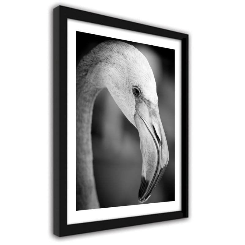 Glezna melnā rāmī - Flamingo in black and white  Home Trends