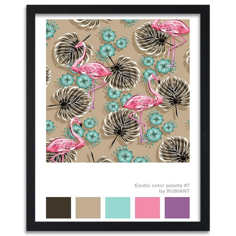 Glezna melnā rāmī - Flamingos Brown  Home Trends