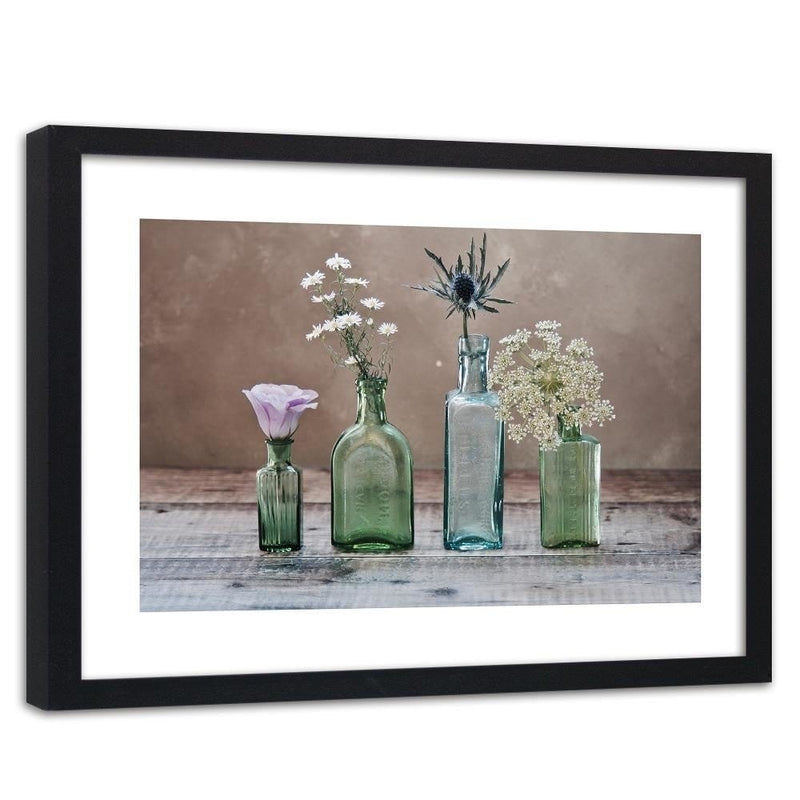 Glezna melnā rāmī - Flowers In Glass Vases  Home Trends