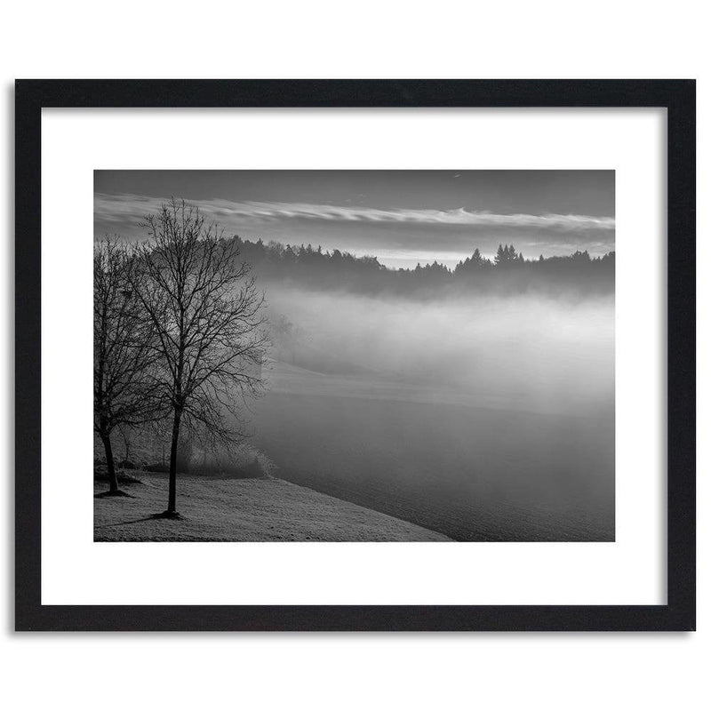 Glezna melnā rāmī - Fog Over The Lake 2  Home Trends