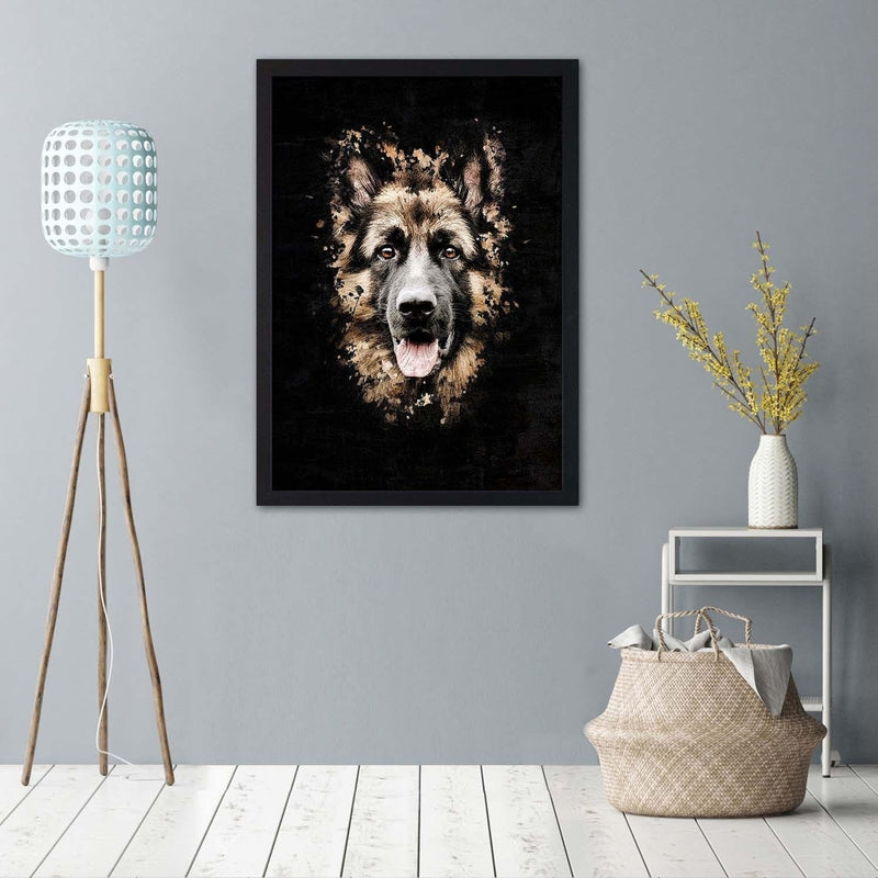 Glezna melnā rāmī - German Shepherd  Home Trends