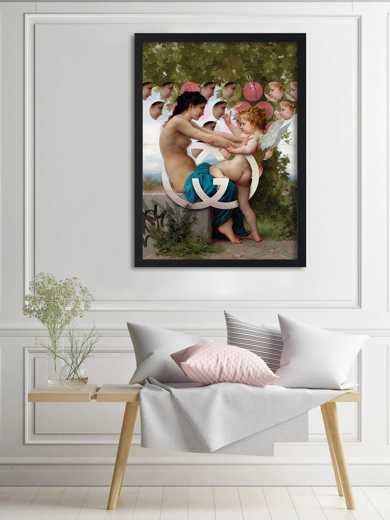 Glezna melnā rāmī - Girl And Cupid  Home Trends