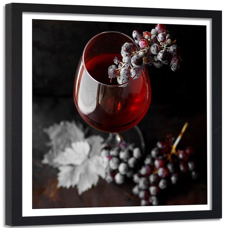 Glezna melnā rāmī - Glass Of Wine And Grapes 2  Home Trends