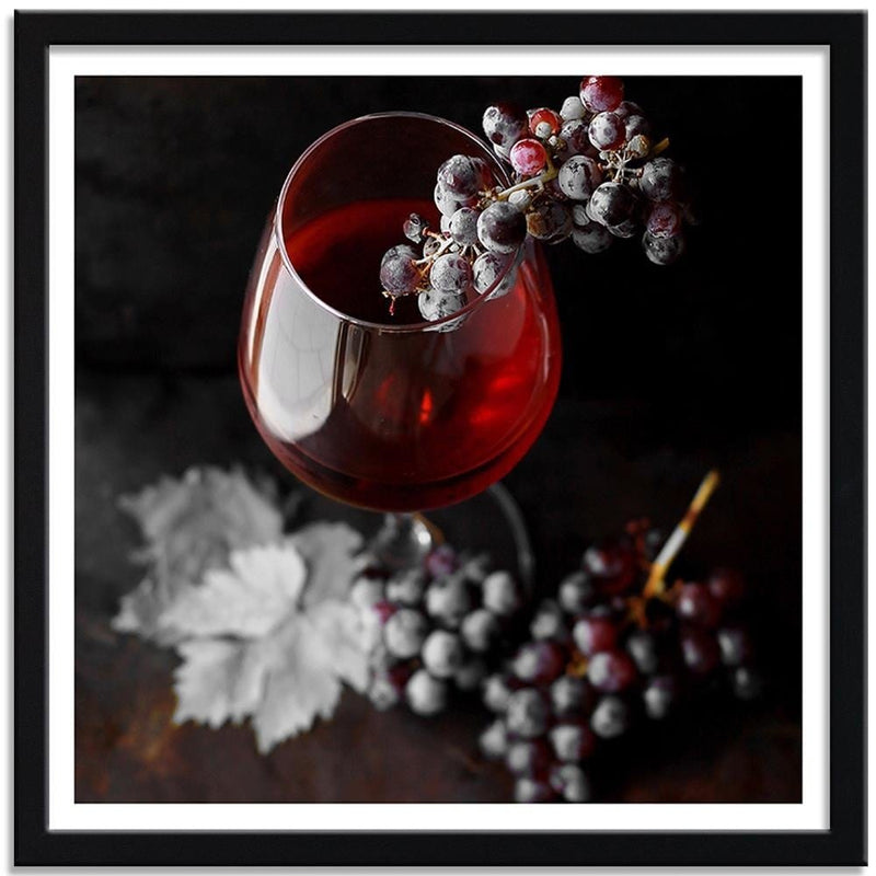 Glezna melnā rāmī - Glass Of Wine And Grapes 2  Home Trends