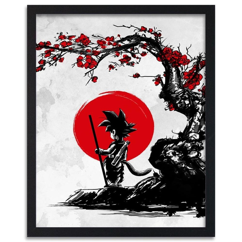 Glezna melnā rāmī - Goku And The Red Moon  Home Trends