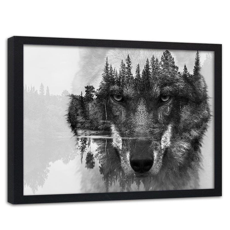 Glezna melnā rāmī - Gray Wolf  Home Trends