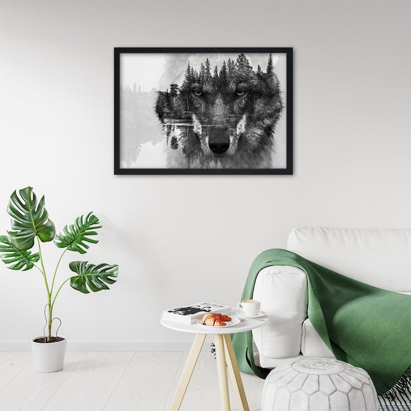 Glezna melnā rāmī - Gray Wolf  Home Trends