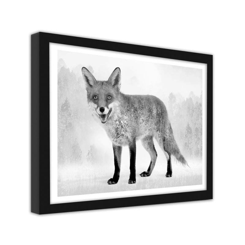 Glezna melnā rāmī - Grey fox 2  Home Trends