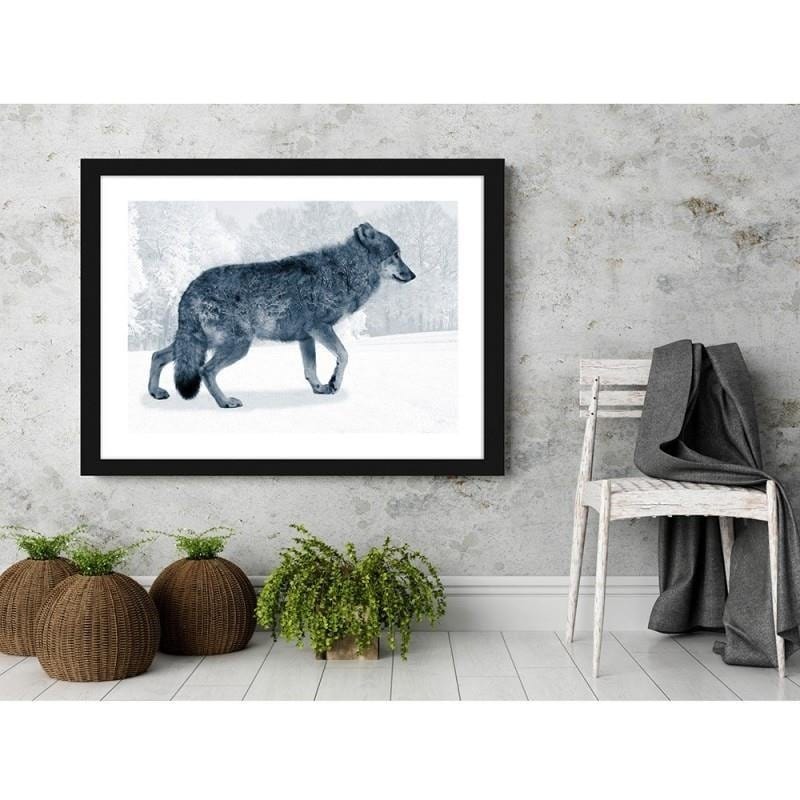 Glezna melnā rāmī - Grey wolf  Home Trends