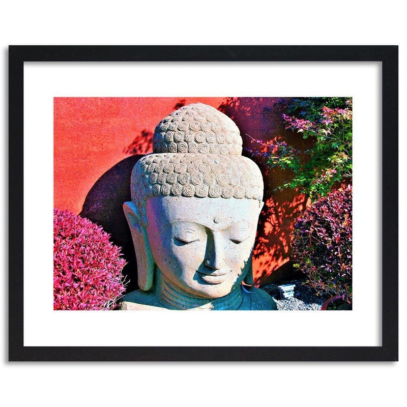 Glezna melnā rāmī - Head Of Buddha Among The Plants  Home Trends