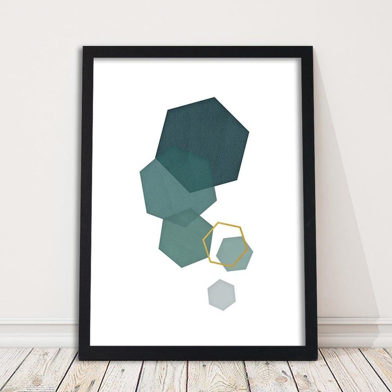 Glezna melnā rāmī - Hexagons 2  Home Trends