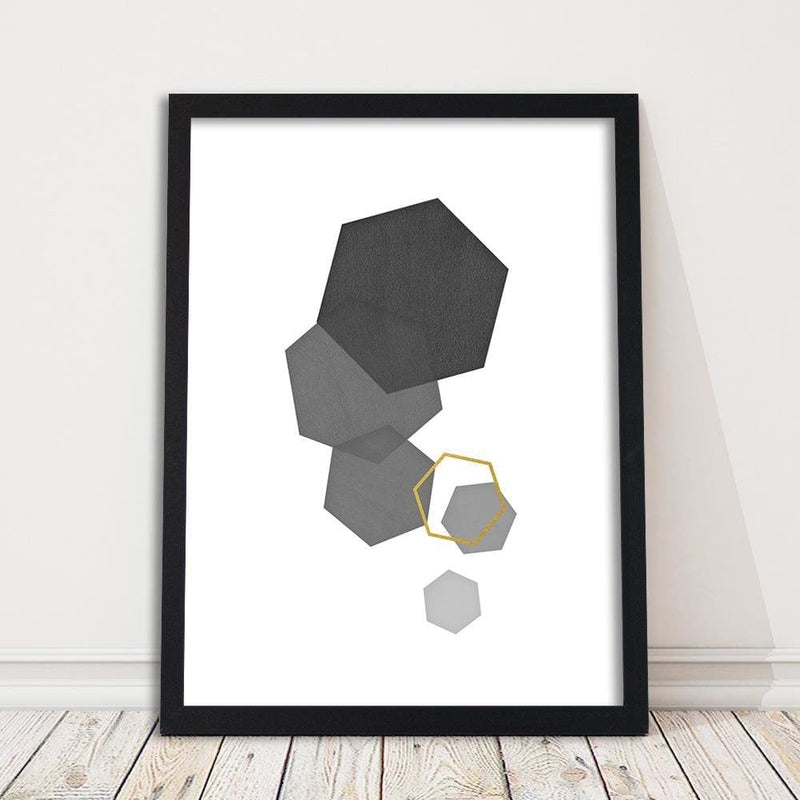 Glezna melnā rāmī - Hexagons 3  Home Trends