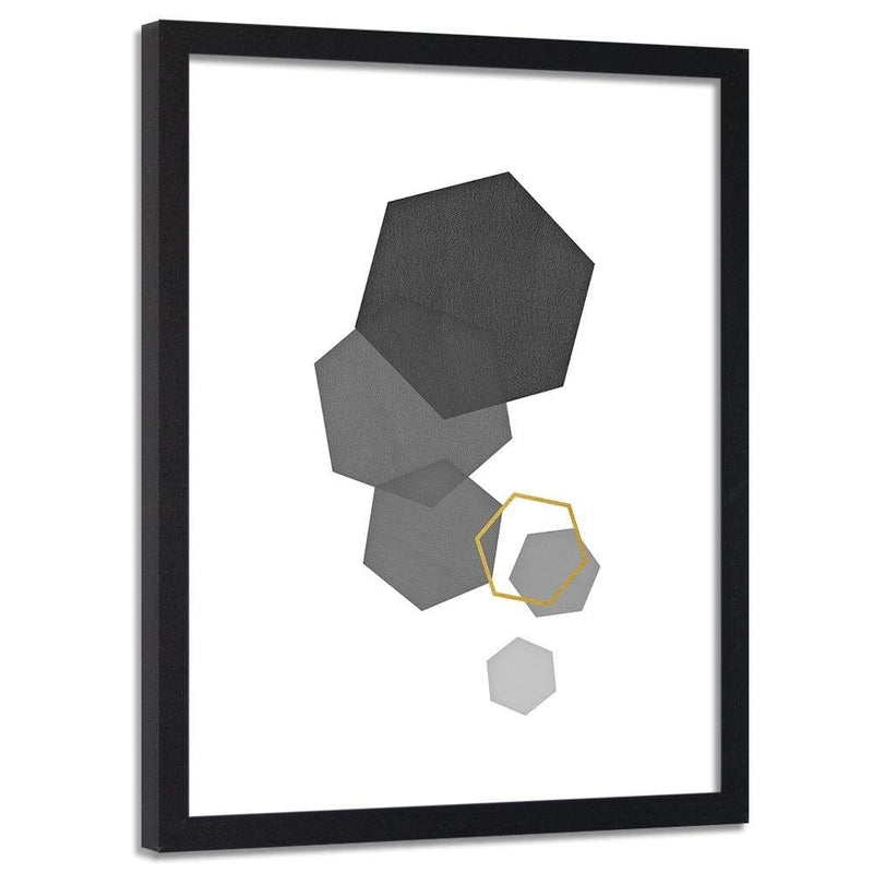 Glezna melnā rāmī - Hexagons 3  Home Trends