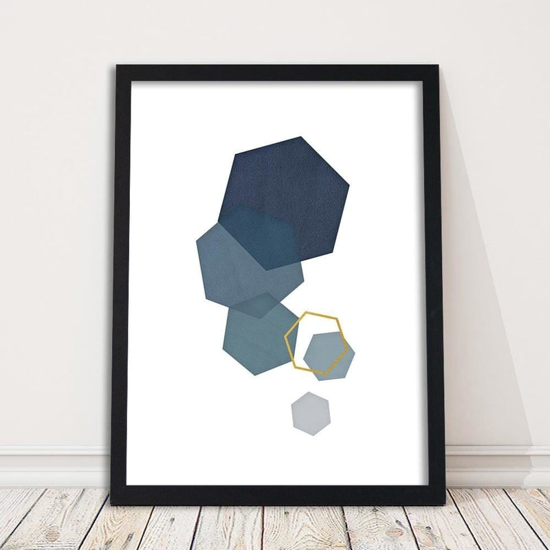 Glezna melnā rāmī - Hexagons  Home Trends