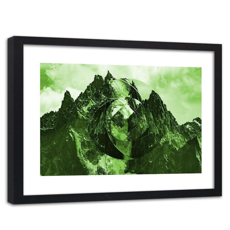 Glezna melnā rāmī - High Mountains With Geometric Figure 3  Home Trends