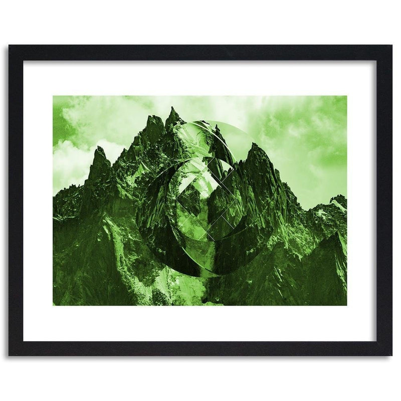 Glezna melnā rāmī - High Mountains With Geometric Figure 3  Home Trends