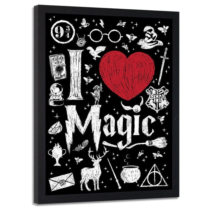 Glezna melnā rāmī - I Love Magic Image Black And White  Home Trends