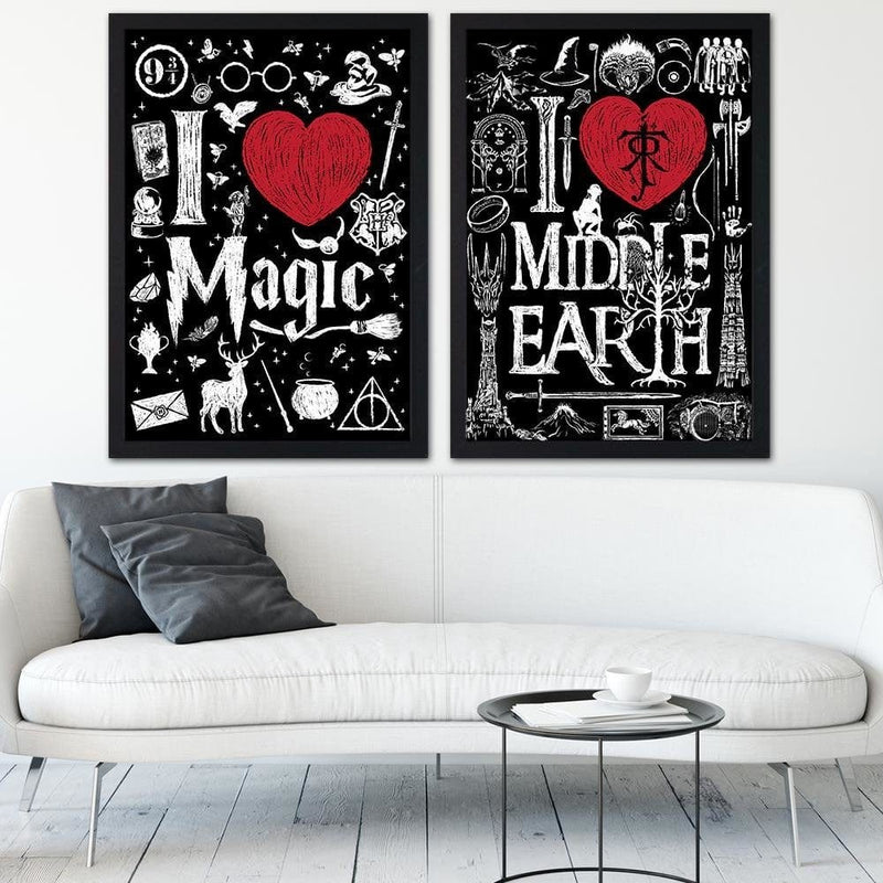 Glezna melnā rāmī - I Love Magic Image Black And White  Home Trends