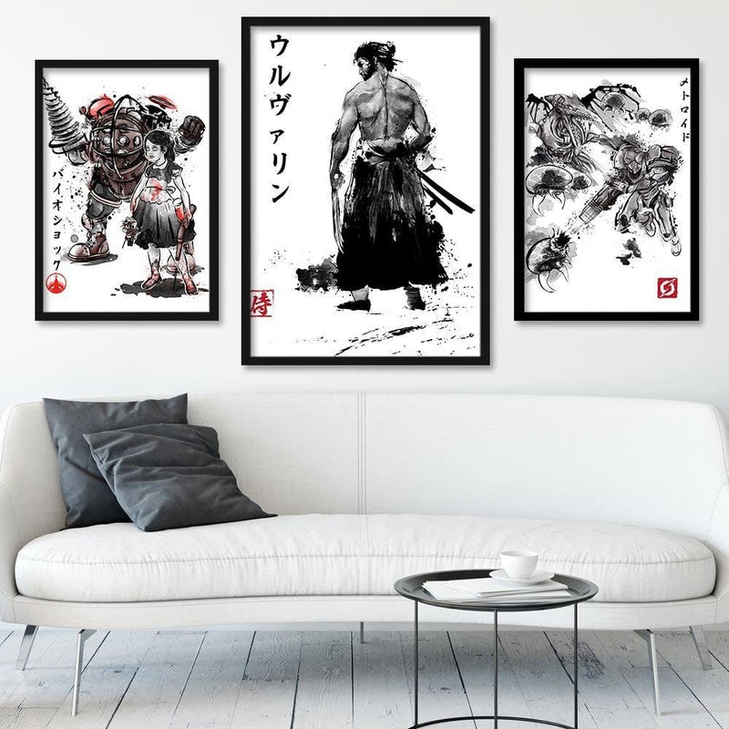 Glezna melnā rāmī - Immortal Samurai Black And White  Home Trends