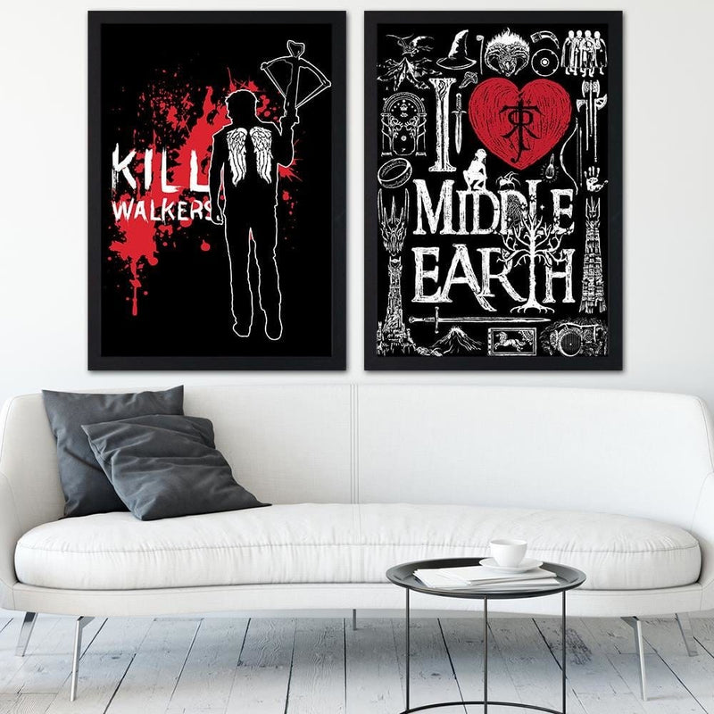 Glezna melnā rāmī - Kill Walkers Image Black And White  Home Trends