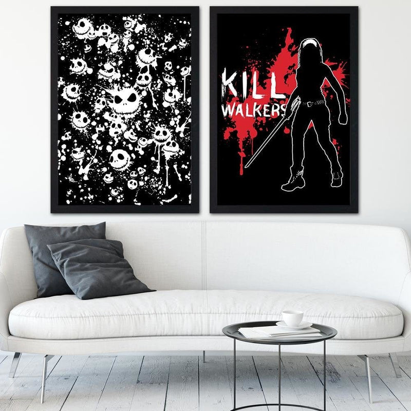 Glezna melnā rāmī - Kill Walkers Image Black And White  Home Trends