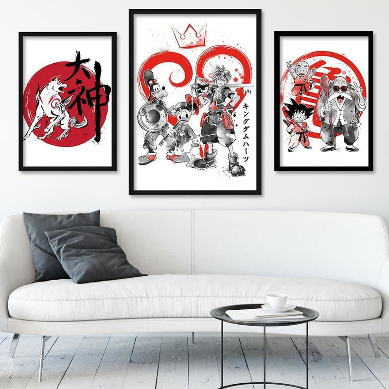 Glezna melnā rāmī - Kingdom Japan Art Red  Home Trends