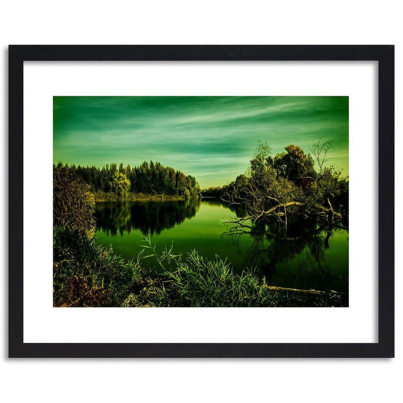 Glezna melnā rāmī - Lake In Green  Home Trends