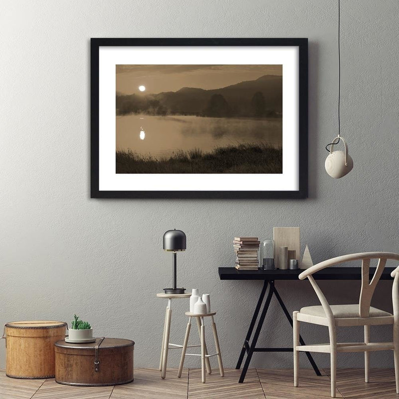 Glezna melnā rāmī - Lake In The Fog 1  Home Trends