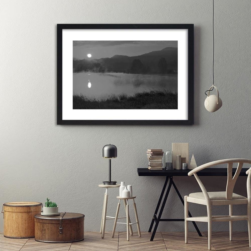 Glezna melnā rāmī - Lake In The Fog 2  Home Trends