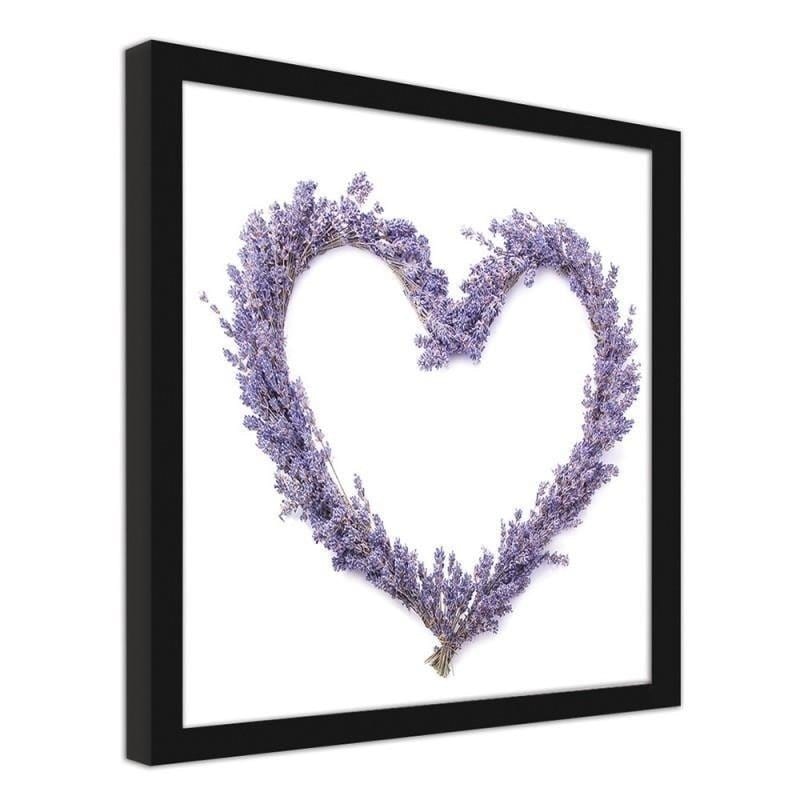 Glezna melnā rāmī - Lavender heart  Home Trends