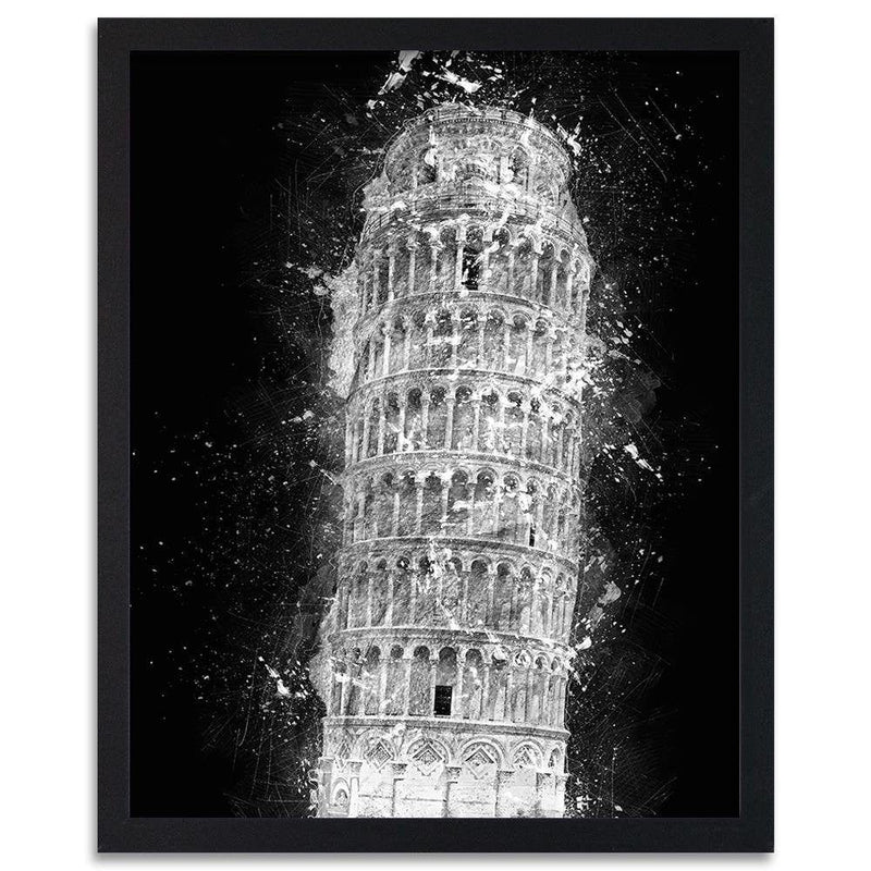 Glezna melnā rāmī - Leaning Tower Of Pisa At Night  Home Trends