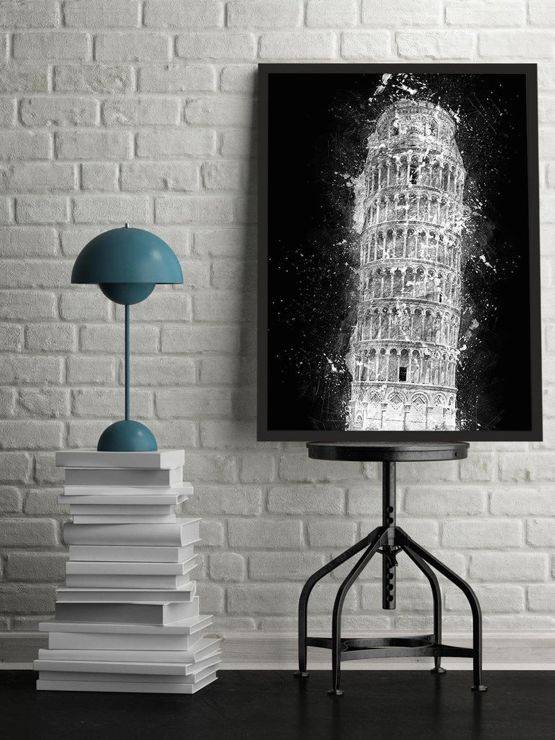 Glezna melnā rāmī - Leaning Tower Of Pisa At Night  Home Trends