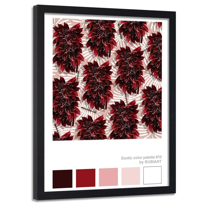 Glezna melnā rāmī - Leaves Exotic Red  Home Trends